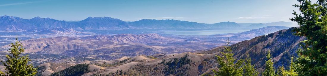 Oquirrh  mountain utah lake panorama views provo, timpanogos, lone and twin peaks. salt lake city