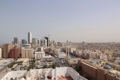 Cityscape against clear sky