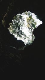 Low angle view of rock formation against sky