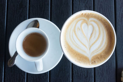 Directly above shot of cappuccino on table