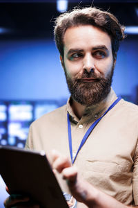 Young man using laptop