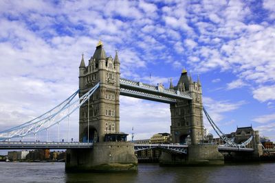 Low angle view of suspension bridge