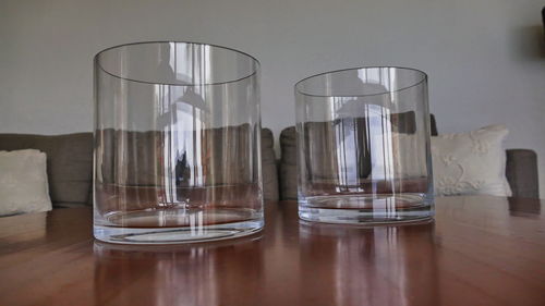 Close-up of empty glass on table at home