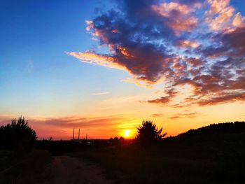 Scenic view of silhouette landscape against sky during sunset