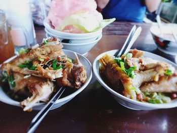 Close-up of food in plate on table