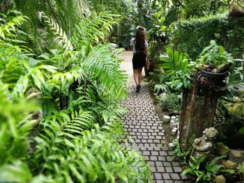 Woman walking on grass