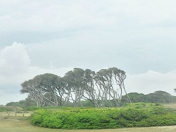 Scenic view of mountains against cloudy sky