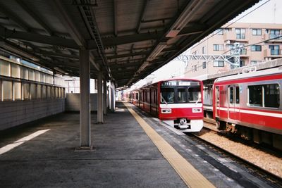 Train on railroad station platform