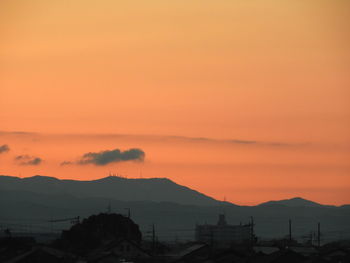 Silhouette of mountains at sunset