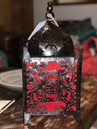 Close-up of christmas decoration on table