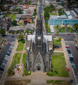 High angle view of buildings in city