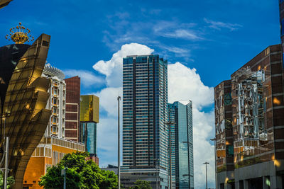 Low angle view of skyscrapers against sky