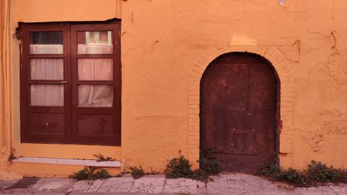 Closed door of old building