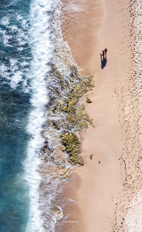 High angle view of people on beach