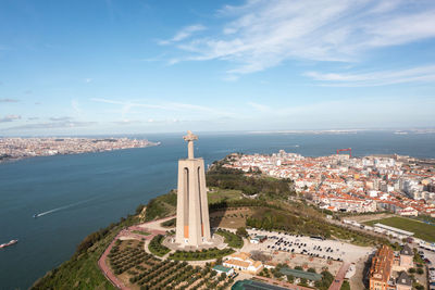 High angle view of townscape against sky