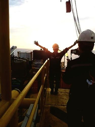 lifestyles, leisure activity, full length, men, rear view, sunset, sky, standing, casual clothing, sea, nautical vessel, person, water, transportation, railing, togetherness, boys