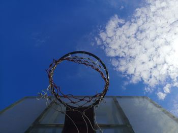 Low angle view of basketball hoop against sky