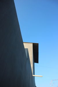 Low angle view of building against clear blue sky