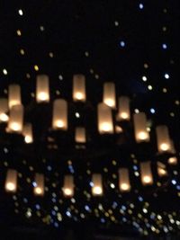 Defocused image of illuminated building at night