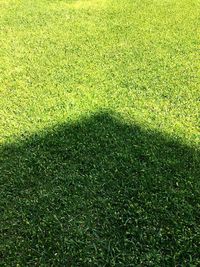 High angle view of shadow on field