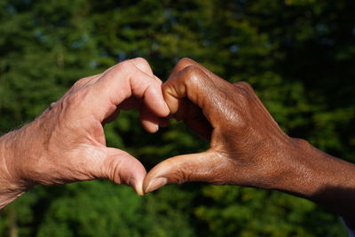 Close-up of hand holding heart shape