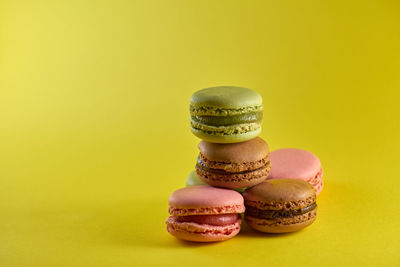 Close-up of cookies against white background