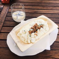 High angle view of food on table