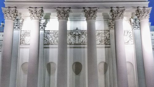Low angle view of architectural columns in temple
