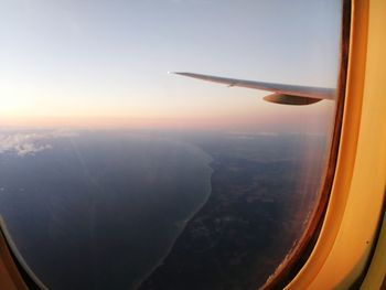 Aerial view of landscape seen from airplane window