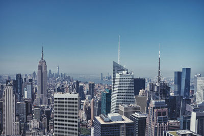 Cityscape against clear sky