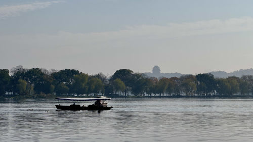 Scenic view of lake against sky