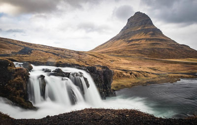 Scenic view of waterfall