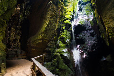 View of waterfall in cave