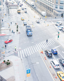 High angle view of traffic on city street