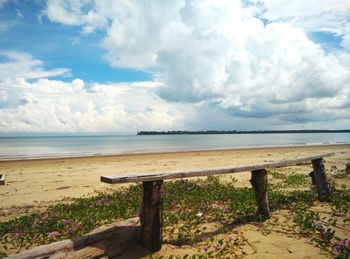 Scenic view of sea against cloudy sky