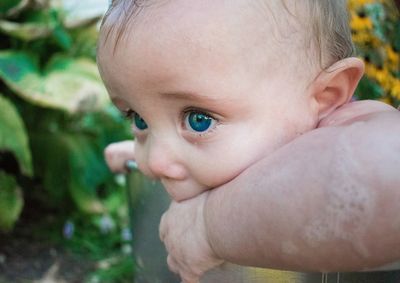 Close-up of cute baby girl