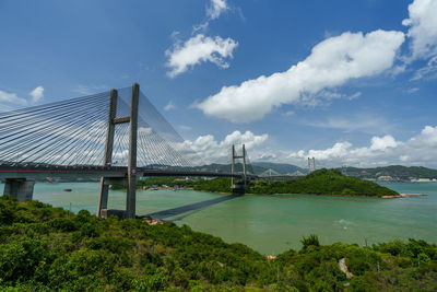 View of suspension bridge against sky