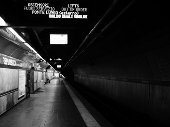 Illuminated railroad station platform