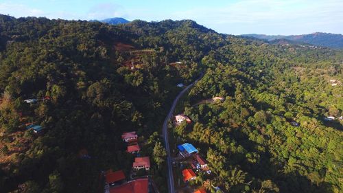 High angle view of townscape against sky