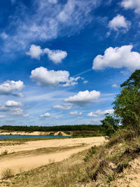 Scenic view of land against sky