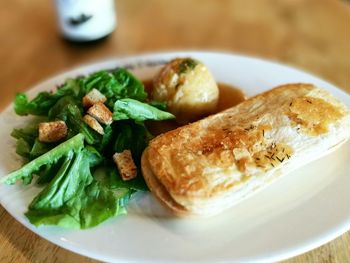 Close-up of food in plate on table