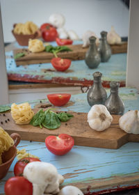 High angle view of food on table