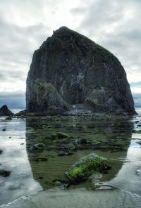 Scenic view of sea against cloudy sky