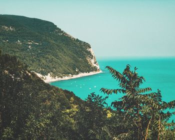 Scenic view of sea against clear sky