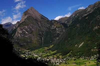 Scenic view of mountain range against sky