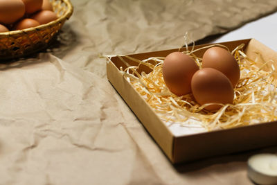 High angle view of food on table