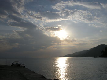 Scenic view of sea at sunset