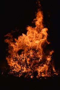 View of bonfire at night