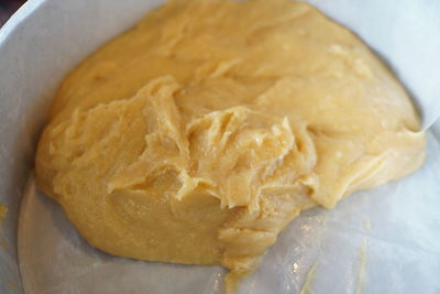 High angle view of bread in plate