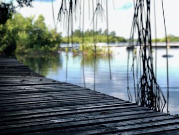 View of pier over lake